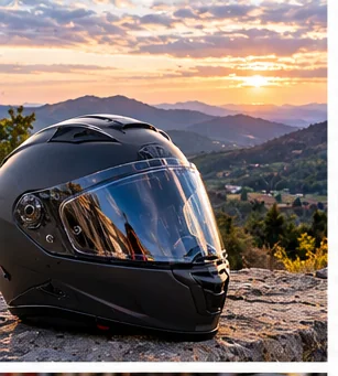 Complete Commuter Motorcycle Helmet Setup: Anti-Fog, Earplugs, Bluetooth and Locking editorial motorcycle helmet gear image